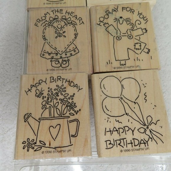 Stampin' Up! Other - NEW Lot of 9 Rubber Stamp Vintage 1996 Stampin Up Wooden Stamps Craft Wood Notes